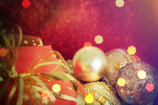 istock Christmas gift box with christmas balls 590584568