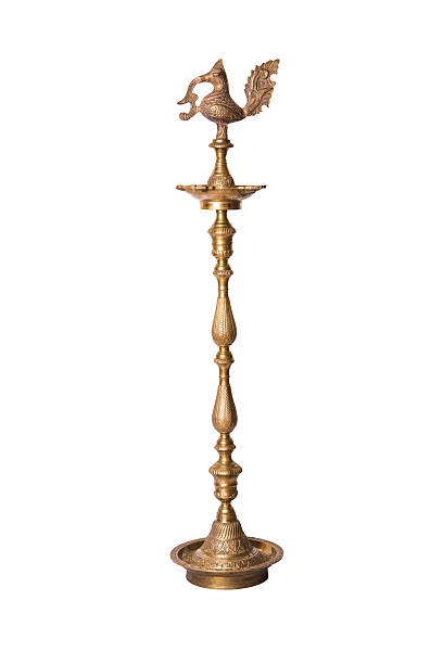 traditional brass samai or diya, used in hindu temples