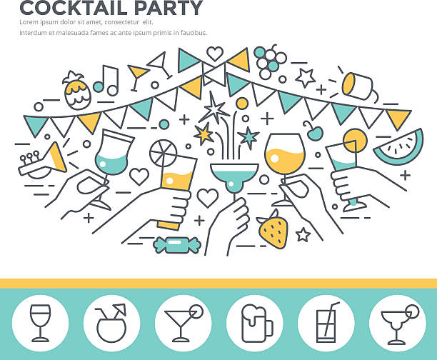 illustrazioni stock, clip art, cartoni animati e icone di tendenza di illustrazione di cocktail party. - brindisi evento festivo illustrazioni