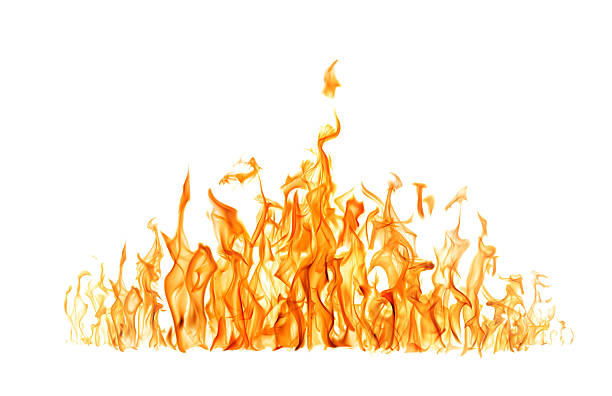 istock yellow dark large flame isolated on white 590590986