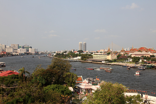 Bangkok, Thailand-February 12, 2011:Chao Phraya river flows through the heart of capital city Bangkok on February 12, 2011.