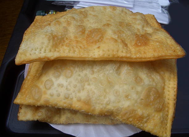 Typical Brazilian Cod Pastel from Hocca Bar, a  famous Mercado Municipal Restaurant in Sao Paulo, Brazil