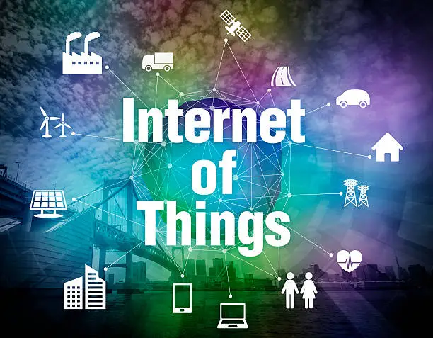 Photo of various smart devices and mesh network, internet of things