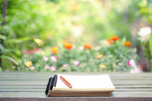 istock Notebook and pencil on wooden table 590595130