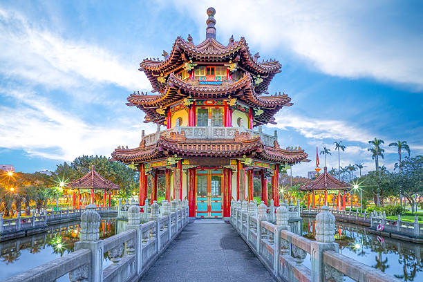 traditional building in a park in Taipei, taiwan