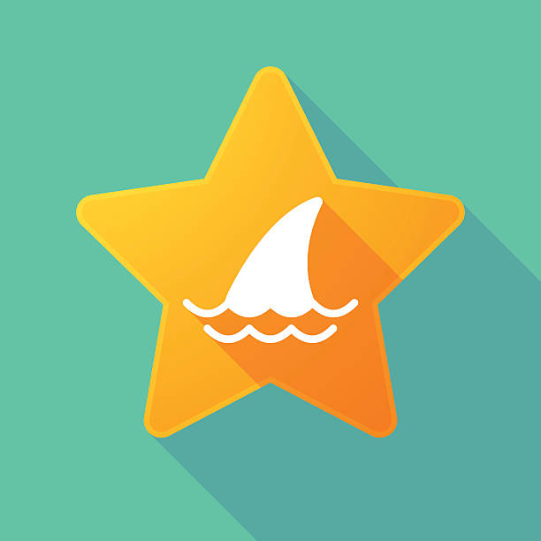 illustrazioni stock, clip art, cartoni animati e icone di tendenza di icona a stella con una pinna di squalo - spinarolo