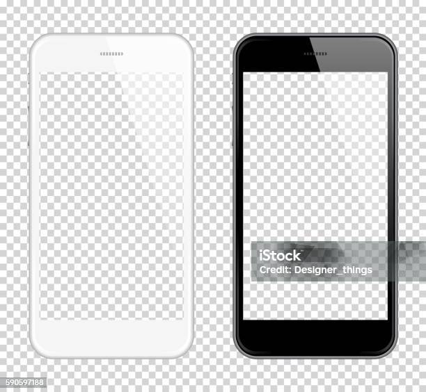 Realistic Smart Phone Vector Mock Up Fully Resizeable Stock Illustration - Download Image Now