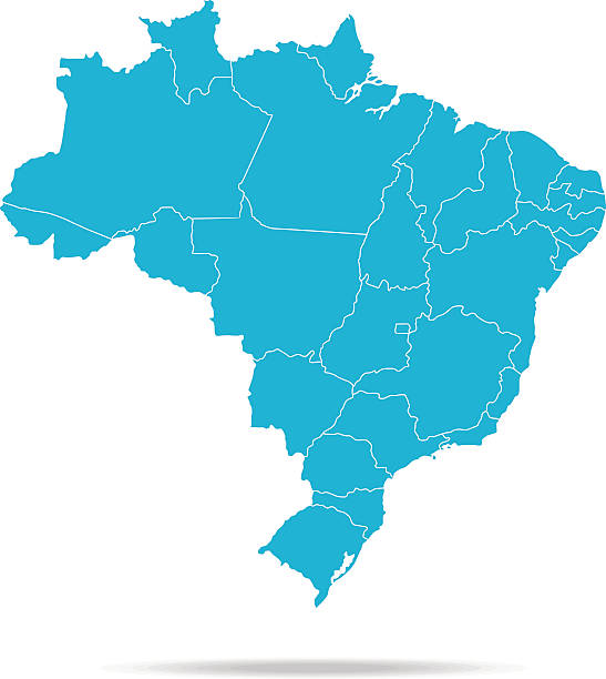 Brazil Map Empty Blue Map of Brazil The urls of the reference files are (country, continent, world map and globe): http://www.lib.utexas.edu/maps/americas/brazil.jpg http://www.lib.utexas.edu/maps/world_maps/time_zones_ref_2011.pdf - The illustration was completed February 18, 2016 and created in Corel Draw - 1 layer of data used for the detailed outline of the land rio parana stock illustrations