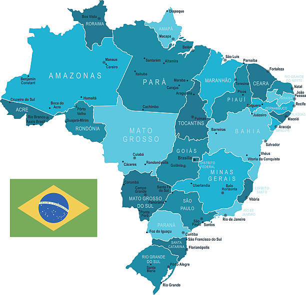 brazil map - santos stock illustrations