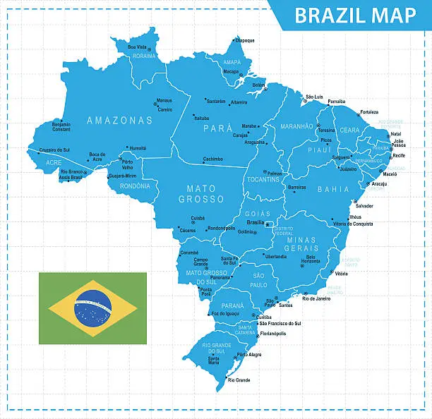 Vector illustration of Brazil Map - Illustration