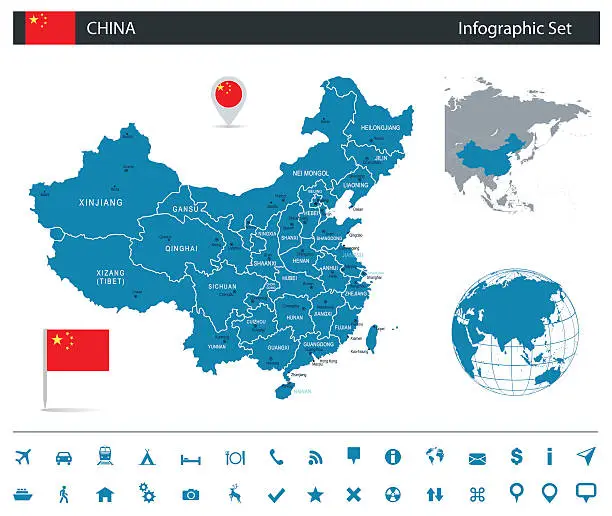 Vector illustration of China - infographic map - Illustration