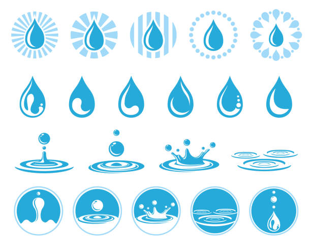 ilustrações de stock, clip art, desenhos animados e ícones de water vector icons - ripple water waterdrop drop