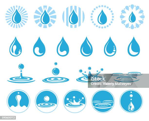 Water Vector Icons Stock Illustration - Download Image Now - Rippled, Water, Drop