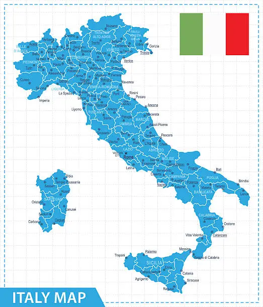 Vector illustration of Italy Map - Illustration