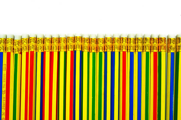 istock Colour pencils isolated on white background close up 590600850