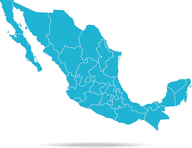 Mexico Map Empty Blue Map of Mexico   The urls of the reference files are (country, continent, world map and globe):  http://www.lib.utexas.edu/maps/americas/mexico_pol97.jpg http://www.lib.utexas.edu/maps/world_maps/time_zones_ref_2011.pdf http://www.lib.utexas.edu/maps/americas/north_america_ref_2010.pdf.  In addition - some region boundaries and city locations were taken from:  http://www.lib.utexas.edu/maps/united_states/usa_pol01.jpg http://www.lib.utexas.edu/maps/americas/mexico_pol97.jpg http://www.lib.utexas.edu/maps/americas/canada_pol_1986.gif  - The illustration was completed May 17, 2016 and created in Corel Draw  - 1 layer of data used for the detailed outline of the land baja california peninsula stock illustrations
