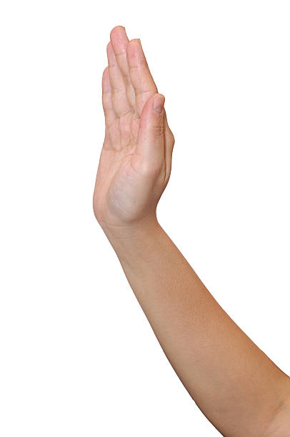 istock Middle woman hand signs isolate on white background, with clippi 590602604