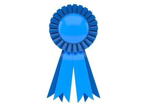 Blue blank award isolated on white background