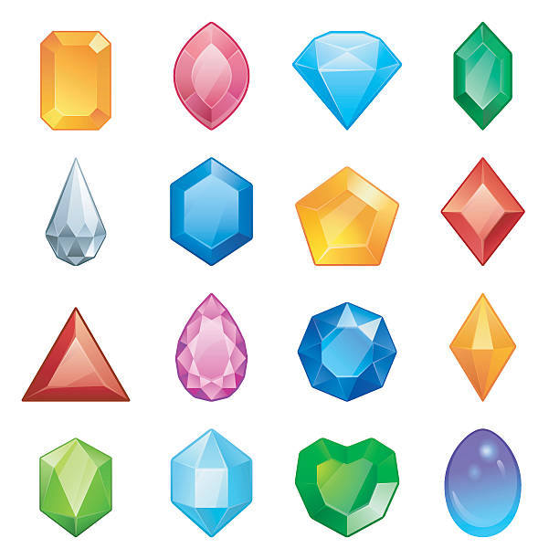illustrazioni stock, clip art, cartoni animati e icone di tendenza di gemme e diamanti impostare icone di diversi colori - gem jewelry hexagon square