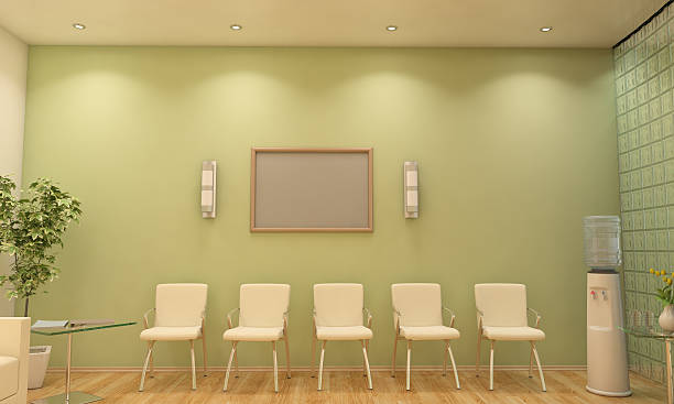 современная комната ожидания / лобби интерьер сцена с пустой рамой - chair meeting waiting room entrance hall стоковые фото и изображения