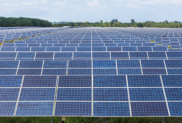 istock Photovoltaics module solar panels in solar power station 590604920
