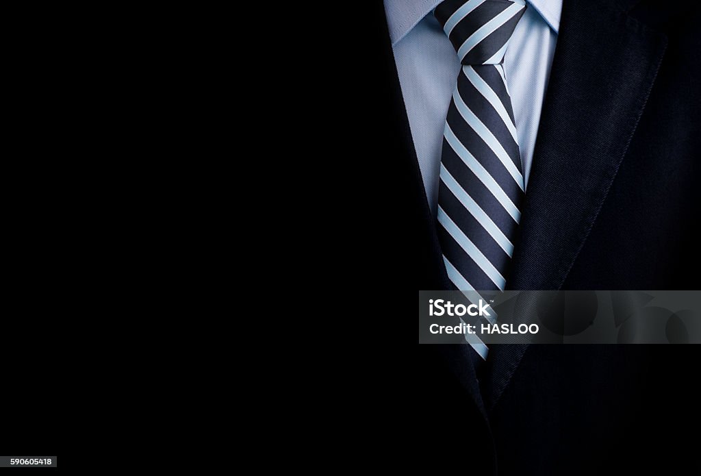 Black business suit with a tie and copyspace background Suit Stock Photo