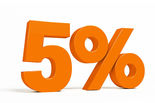 istock Orange 3d 5% on white background for autumn sale campaigns. 590605934