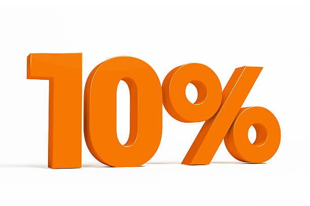 istock Orange 3d 10% on white background for autumn sale campaigns. 590605950