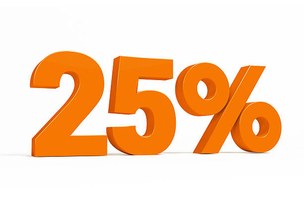 istock Orange 3d 25% on white background for autumn sale campaigns. 590605992