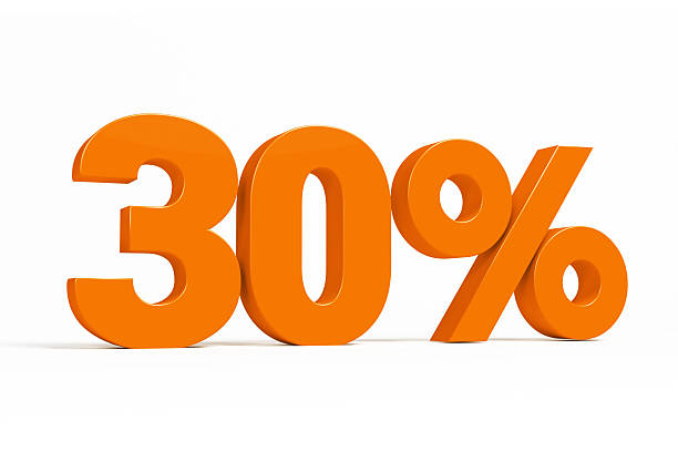 istock Orange 3d 30% on white background for autumn sale campaigns. 590606018