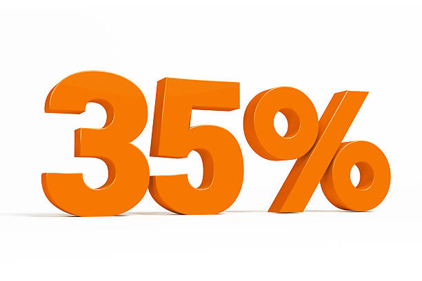 Orange 3d 35% on white background for autumn sale campaigns.