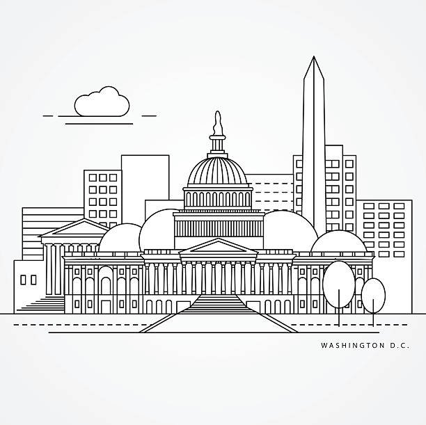 ilustracja liniowa waszyngtonu, stany zjednoczone - washington dc stock illustrations