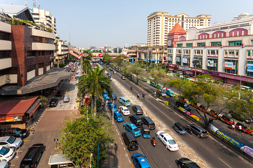 Jakarta, Indonesia - September 30, 2012: View of the traffic on the streets of Jakarta, Indonesia during the day.