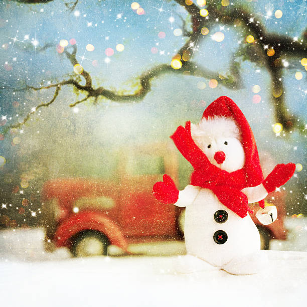 istock Hand made toy snowman 590608304