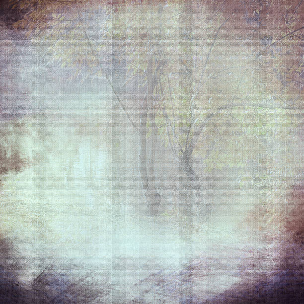istock Vintage vignette with a  trees on a cloth, gray 590609852