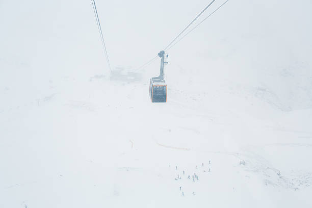 istock Cableway car above the slope on a snowy day 590610682