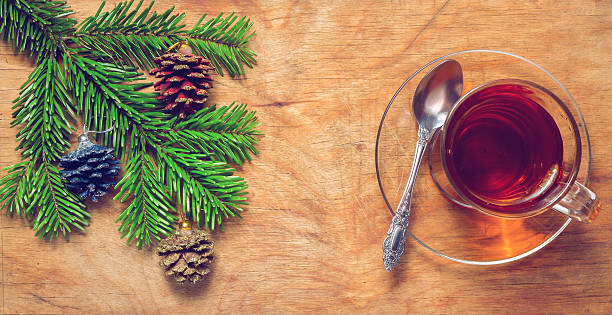 istock Glass Cup of tea on an old rustic table 590611348
