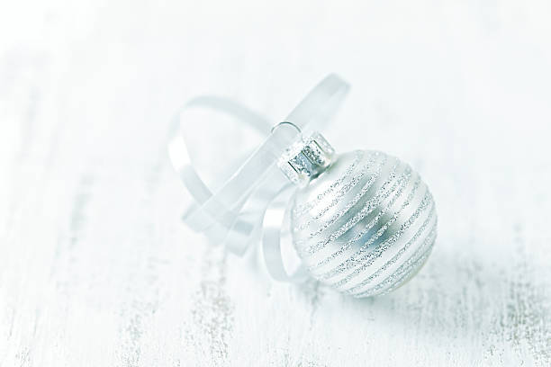 istock Silver Christmas Tree decoration with ribbon 590612854