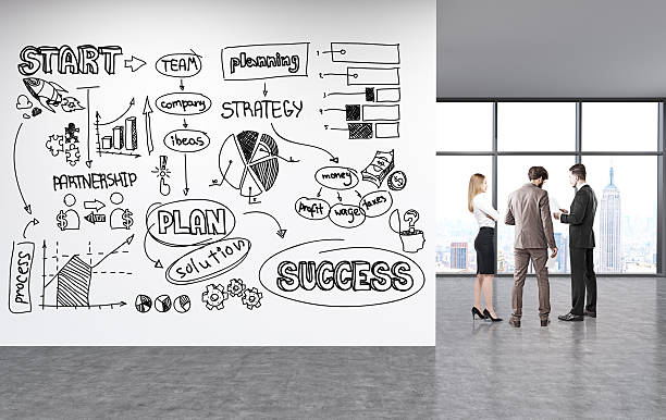istock Business success sketch on wall 590616090