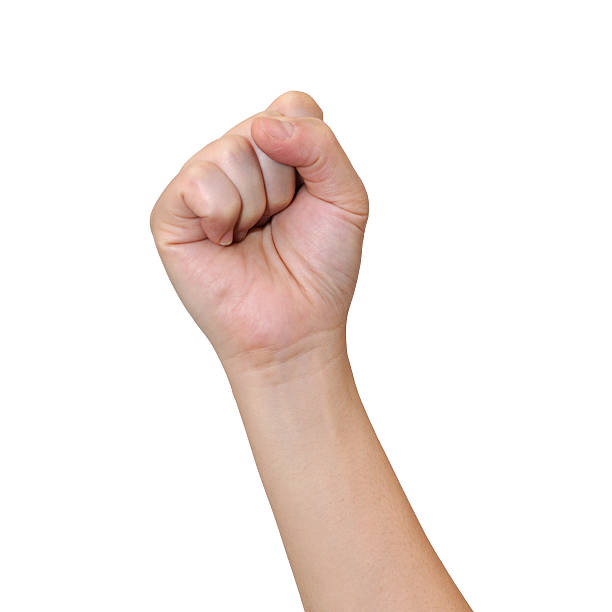 istock Middle woman hand signs isolate on white background, with clippi 590616236