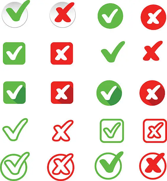 Vector illustration of Check mark stickers