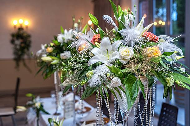 Bouquets of flowers in vases