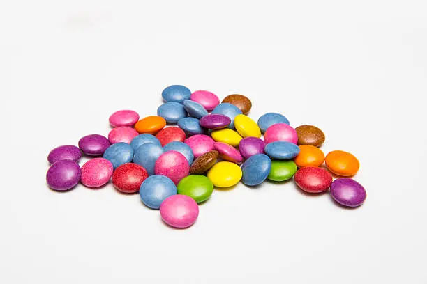 Group of Smarties, candy coated sweets