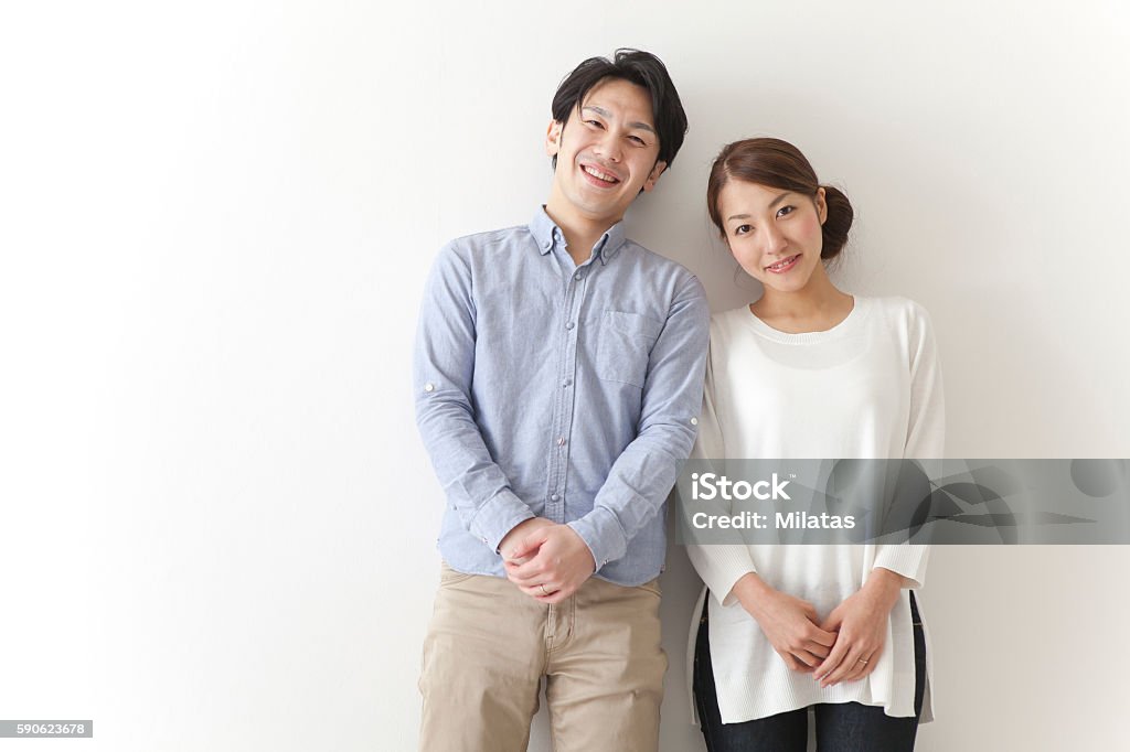 Japanese couple smiling Married Stock Photo