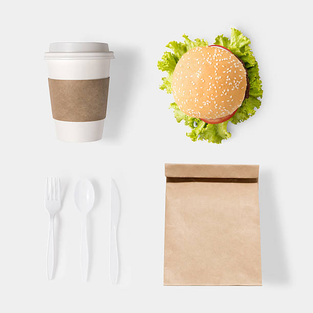 istock Design concept of mockup burger and coffee set isolated 590626854