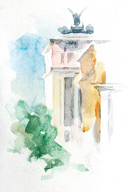 Graphic illustration of Rome. Italy. Poster Design. Watercolor