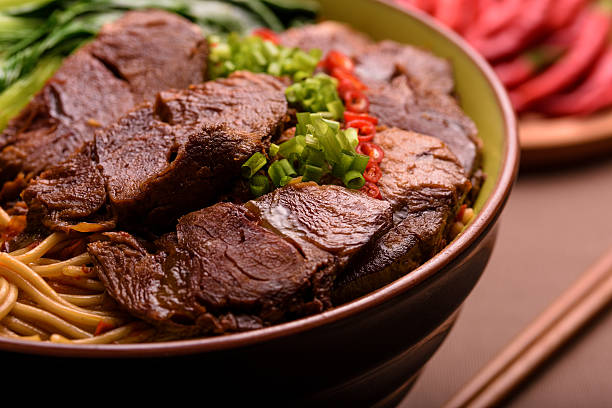 Authentic Taiwanese beef noodle soup bowl