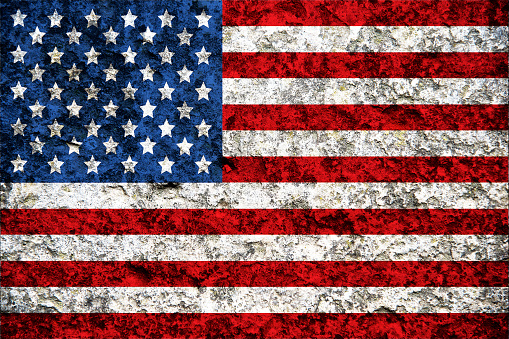 USA flag on stone background