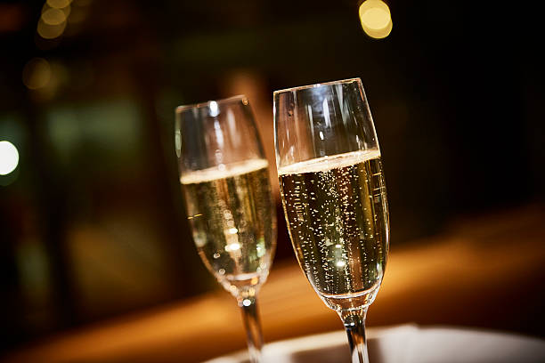 istock Two glasses of champagne for a celebration 591403854
