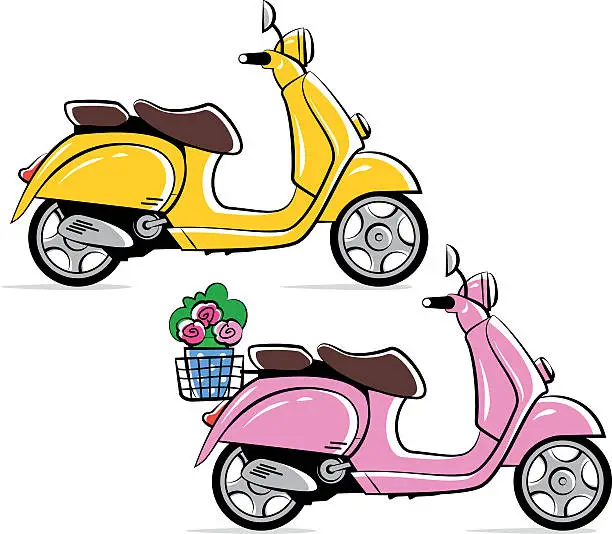 Vector illustration of Vespa motorbikes